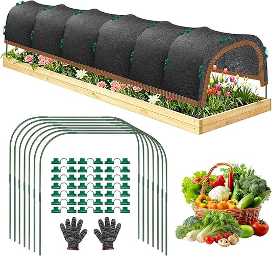 Upgraded 118"x79" Garden Shade Canopy Kit, 70% Garden Shade Cloth for Plants Heat Protection with 7 Sets Garden Hoops for Raised Beds, Plant Sun Shade Cover for Outdoor Plants Vegetables