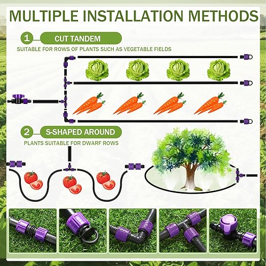 Tondiamo 250' 5/8 Inch Drip Tape Irrigation Tubing Kit 8 Mil 6" Spacing Garden Hose Watering Tube Line Automatic Equipment for Garden Irrigation System Farms, Landscape, Lawn