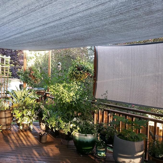 90% Sun Shade Cloth for Garden, 8X10Ft Breathable Sunshade Fabric Cover, UV Blocking & Privacy Protection Screen for Patio, Deck, Porch, Carport.