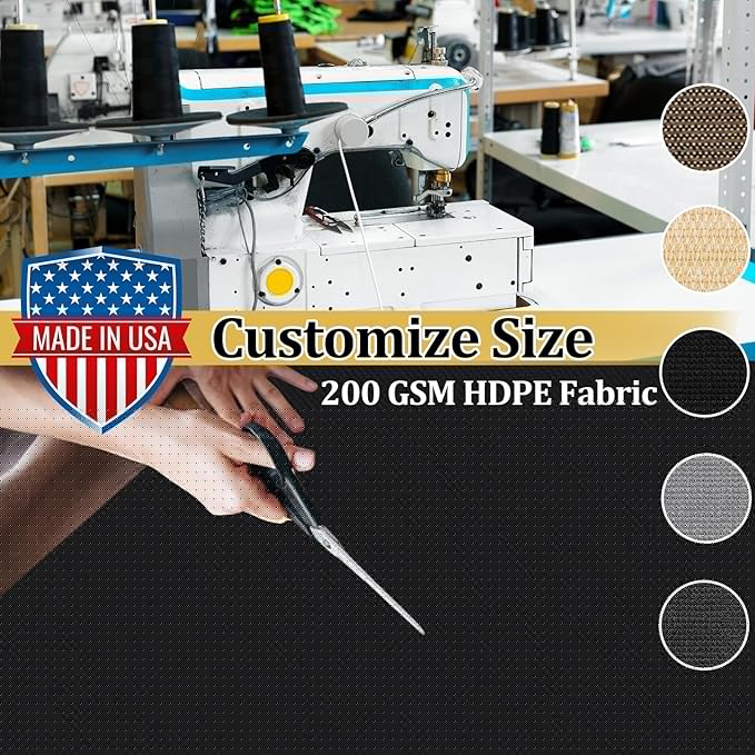 Shade&Beyond Customized Size 5' X 12' Shade Cloth with Grommets, 90% UV Protection UV Protection Mesh Tarp Sun Screens for Patio GN01, Black