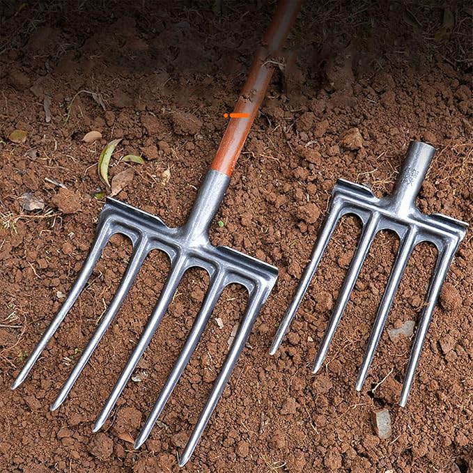 Digging Fork, Garden Digging Spading Fork, High Carbon Steel (4 Tine)
