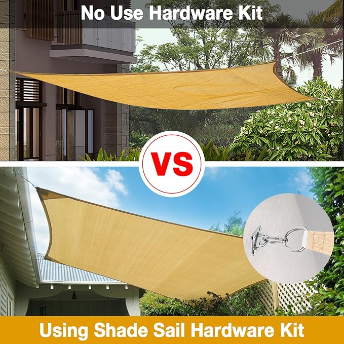 Duerer Sun Shade Sail Hardware Kit 80pcs for Rectangle Triangle Sun Shade Sails Canopy Installation 304 Stainless Steel Accessories Set for Outdoor Garden Patio (4 * 6inch M6 Turnbuckles)