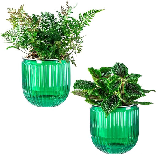 Melphoe Self Watering Pots for Indoor Plants Planter, 4.3 Inch 2 Pack Planters Self Watering Plant Pots for Flower, Houseplants, Succulent, African Violets and Cactus with Drainage