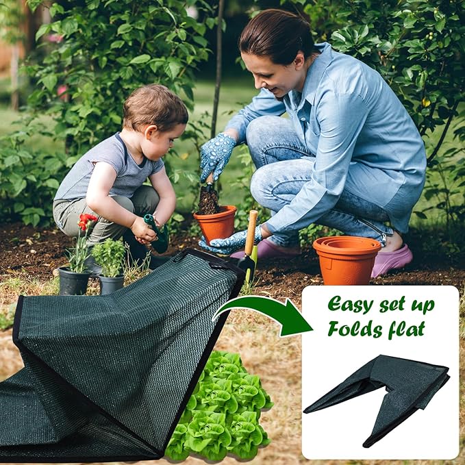 2 Pack Foldable Plant Shade Tent, No Install Raised Garden Bed Sun Shade Cover with Stakes UV Resistant Summer Plant Protector Garden Sun Shade Cloth Net Crop Cages for Outdoor Plants, 32"x13"x14"