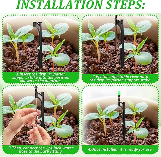 50 Pcs 12.8" Irrigation Drip Support Stakes 1/4 Inch Drip Irrigation Stakes for 1/4 Inch Drip Irrigation Tubing Hose Holder Drip Irrigation Support Stakes for Gardens Irrigation Supplies