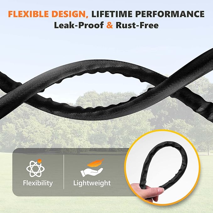 10FT Short Garden Hose – Kink-Free, Non-Expanding, Lightweight, Ideal for Connecting Extensions & Short-Distance Use (Balcony, RV, Bathroom) – Black