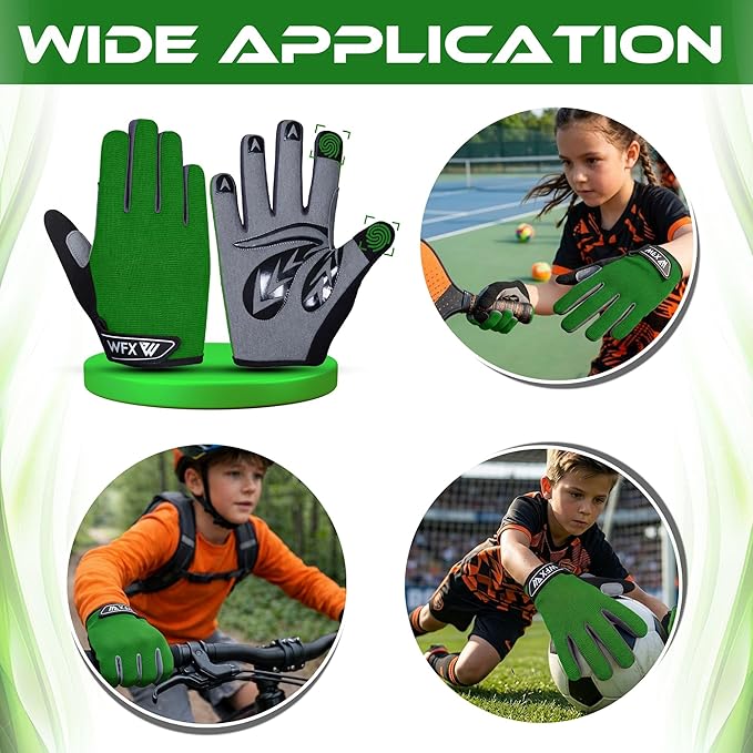 WFX Cycling Gloves Toddler Mountain Bike Handlebar Grips Gel Padding Full Finger Baseball Glove Workout Football Gloves Youth Boys 6-12 Kids Gardening Gloves MTB Gloves
