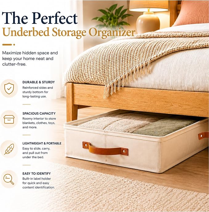 HOMELUX THEORY Under Bed Storage, Large 2pc with Lid, Ivory
