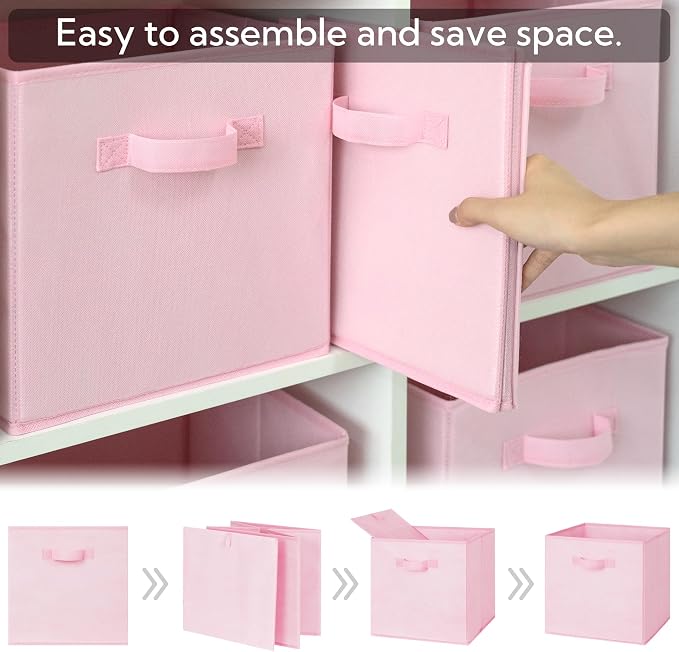 GRANNY SAYS Pink Cube Storage Bins, 13x13 Storage Cube Organizer, 8-Pack