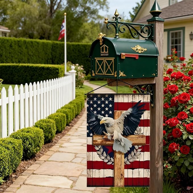 Patriotic Stars and Stripes Eagle Garden Flag 12x18 Inch Double Sided Outside, USA 4th of July Memorial Day Independence Day Yard Outdoor Decoration for All Seasons