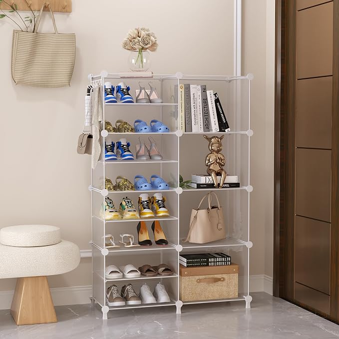 AWTATOS Closet Organizer 8 Cube Storage Shelves, Transparent Twill