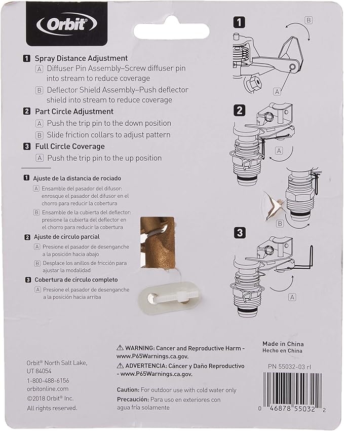 6-Pack Orbit 1/2" BRS Sprinkler Head, Connection, Silver and Gold