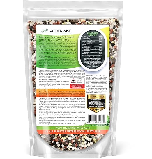 Gardenwise TurboGreen: Premium Lawn Fertilizer with Iron - Advanced Nitrogen & Iron-Rich Formula for Lush Growth | Eco-Friendly Grass Fertilizer for Spring & All Seasons | Slow-Release (5 QUARTS)