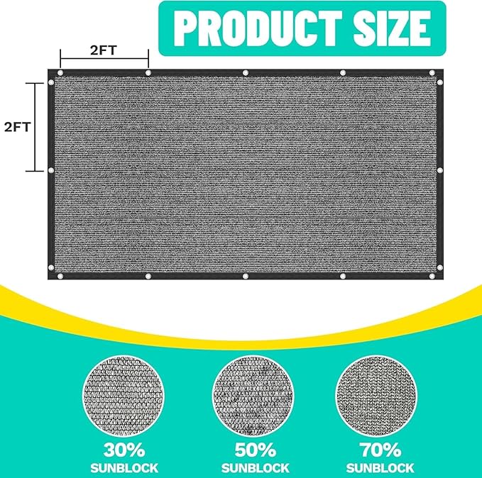 Royal Shade 50% Black Shade Cloth Custom Size 8FT x 77FT Mesh Tarp with Grommets for Garden Patio, Plant Shading, Greenhouse, Pergola, Chicken Coop, Dog Kennel, Lawn. (We Make Custom Size)