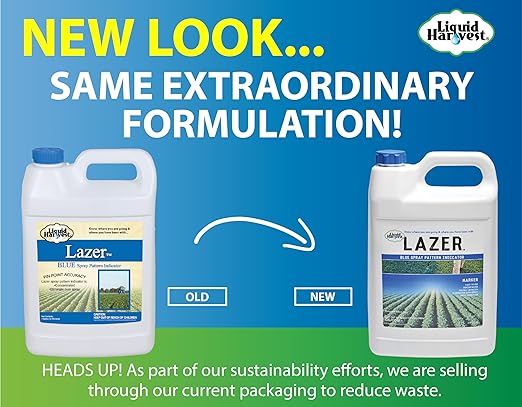 Liquid Harvest Lazer Blue Concentrated Spray Pattern Indicator - 1 Gallon (128 Ounces) - Perfect Weed Spray Dye, Herbicide Dye, Fertilizer Marking Dye, Turf Mark and Blue Herbicide Marker (Pack of 2)