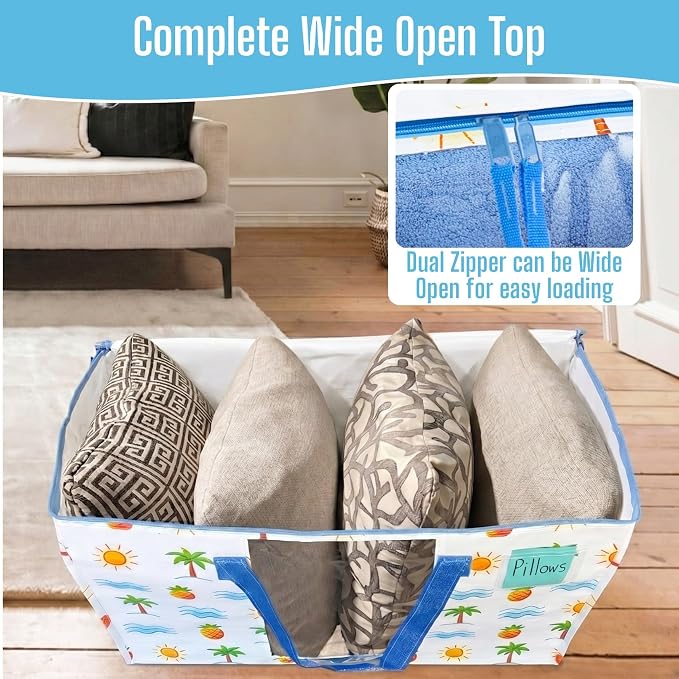 VENO Moving Bags, Wide Open Top, Clear Window, Tropical Island, 6 Pack