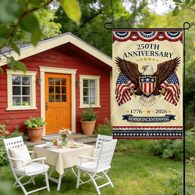 4th of July Decorations - 250th Anniversary Garden Flag | Fourth of July Decor Patriotic USA Banner,1776-2026 Independence Day Decorations Accessories for Garden Yard Porch Patio Lawn Outdoor Outside