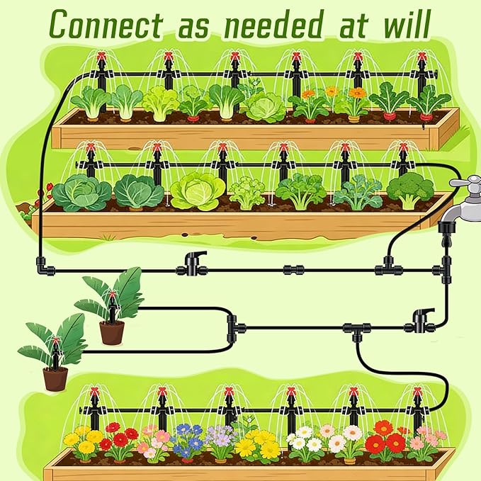 30 PCS Quick Connect 1/4" Drip Irrigation Elbow Fitting, Push-to-Connect Drip Irrigation Elbow Connectors for 1/4 Inch Tubing with 10PCS End Plugs,Hose Connectors for Garden Irrigation System