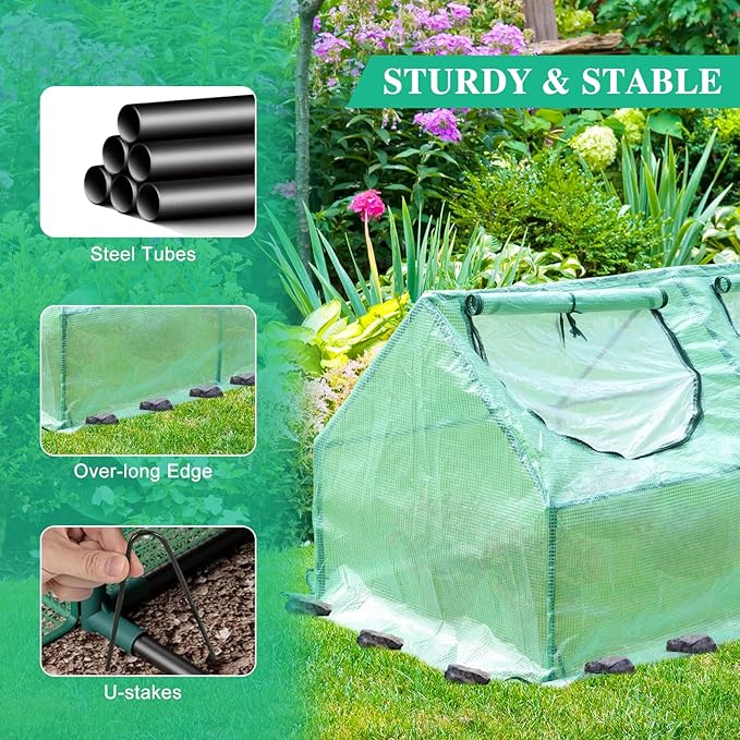 BPS 6x3x3 FT 3-in-1 Mini Greenhouse Kit, Small Greenhouse with Triple-Layer Window for All-Season Vegetable and Plant Growing