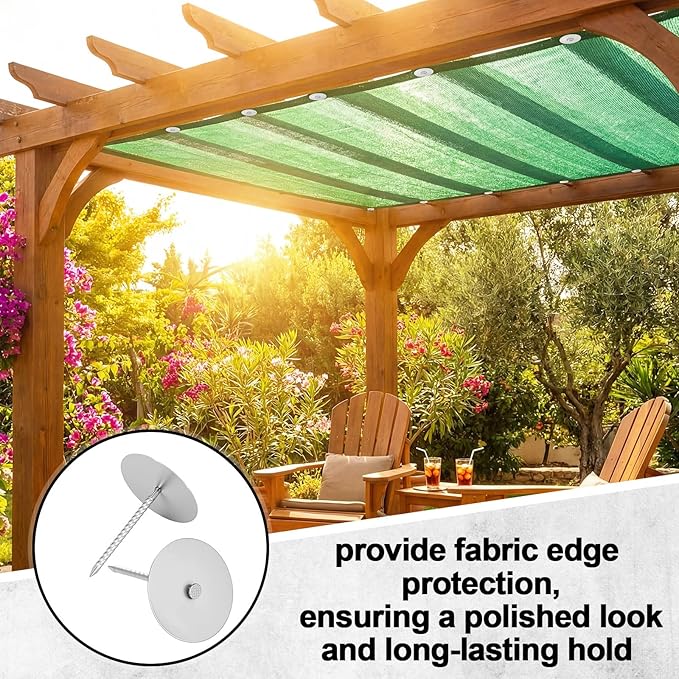 Flutesan 100 PCS Shade Cloth Fasteners Shade Cloth Clips for Wood Pergola Sun Screen Fabric Accessories Heavy Duty Fixing Secure with Washers Windproof Placement Netting Garden to Sunshade