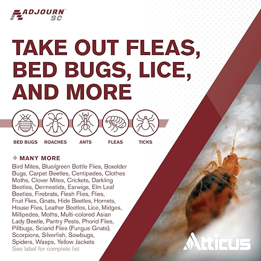 Atticus Adjourn SC Indoor/Outoor Insecticide (16oz) - Deltamethrin 4.75% | Control Ants, Bed Bugs, Fleas, Ticks, Spiders, Scorpions, and Many More Pests, Measuring Made Easy with Tip 'N Measure Bottle