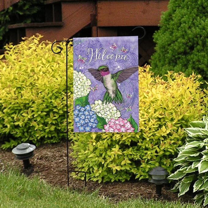 Briarwood Lane Hummingbird and Hydrangea Garden Flag