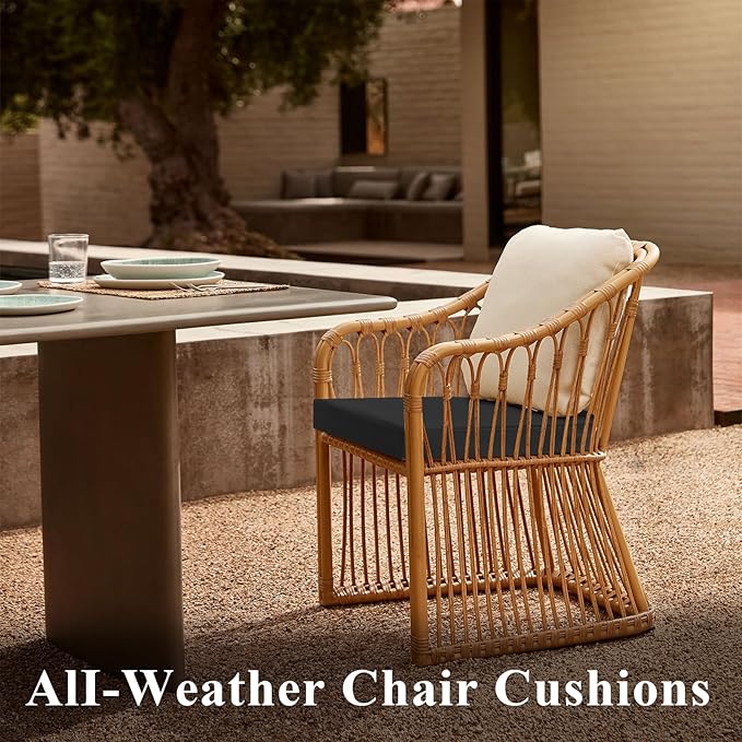 Topotdor Outdoor Chair Cushions for Patio Furniture,Waterproof Patio Chair Cushions Set of 4,Indoor/Outdoor Round Corner Chair Seat Cushion with Ties,18"x18"x3" Black
