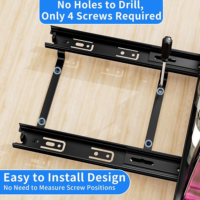 BOIVSHI Pull Out Spice Rack for Cabinet, 1 Tier, 8.4" Wx10.5 Dx2.8 H | Heavy Duty Metal Spice Rack Organizer for Pantry, Vertical Design Saves Space Inside the Cabinets, Black