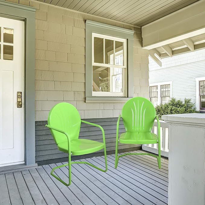 Northlight 34-Inch Outdoor Retro Tulip Steel Armchair, Lime Green