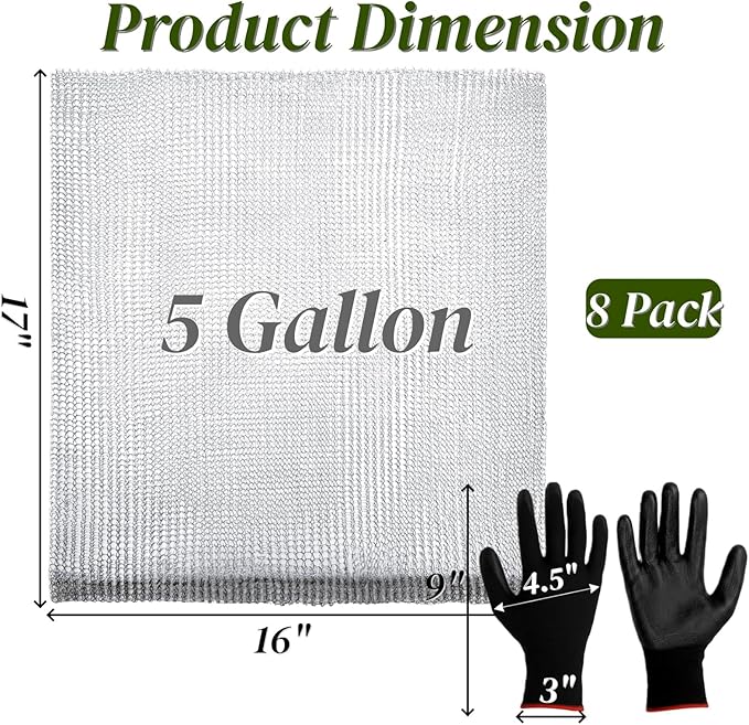 Noamus 8 Pack Plant Root Guard Basket, 5 Gallon Gopher Mole Vole Mesh, Reusable Stainless Steel Plant Speed Wire, Heavy Duty Protector Animal Cages for Garden Trees Bulbs Flowers Vegetables Protection
