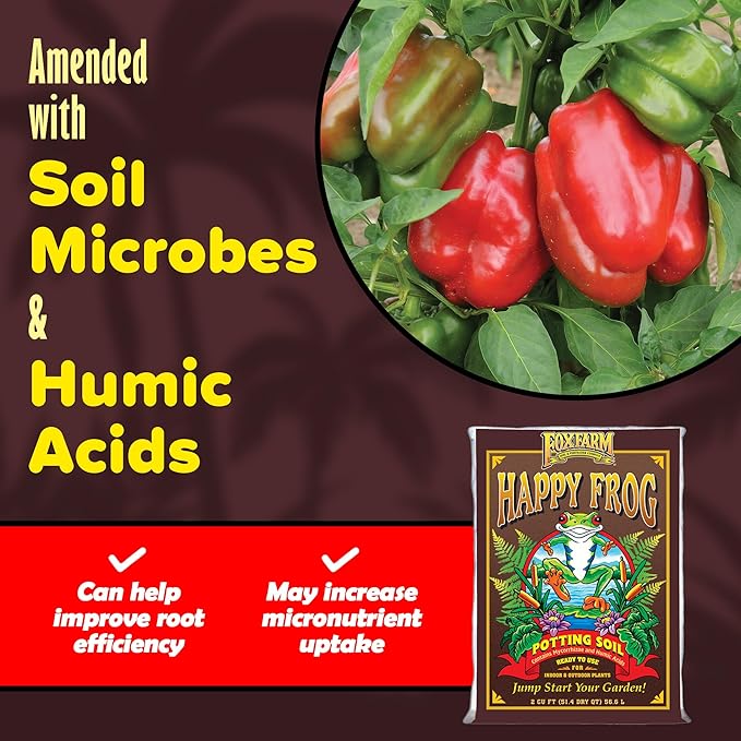 FoxFarm Happy Frog Potting Soil, 2cu ft - for Indoor/Outdoor Container Plants - Contains Mycorrhizae and Humic Acids