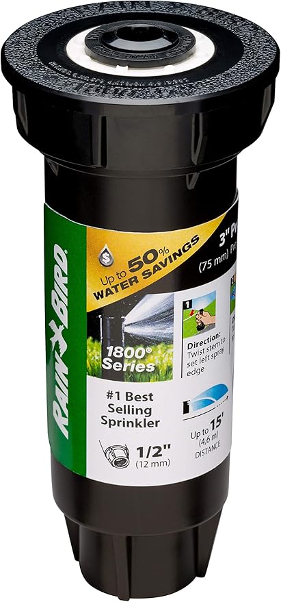 Rain Bird 1803DSFPRS Pressure Regulating (PRS) Professional Dual Spray Pop-Up Sprinkler, 360° Full Circle Pattern, 8' - 15' Spray Distance, 3" Pop-up Height (Pack of 4)