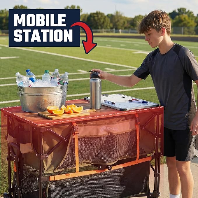 Sekey 500LBS Heavy Duty Double Decker Wagon with Extender, 400L Large Capacity Collapsible Garden Cart Fits 10x10 Canopy, All-Terrain Big Wheels with Brakes, Foldable Utility Wagon for Sports, Camping