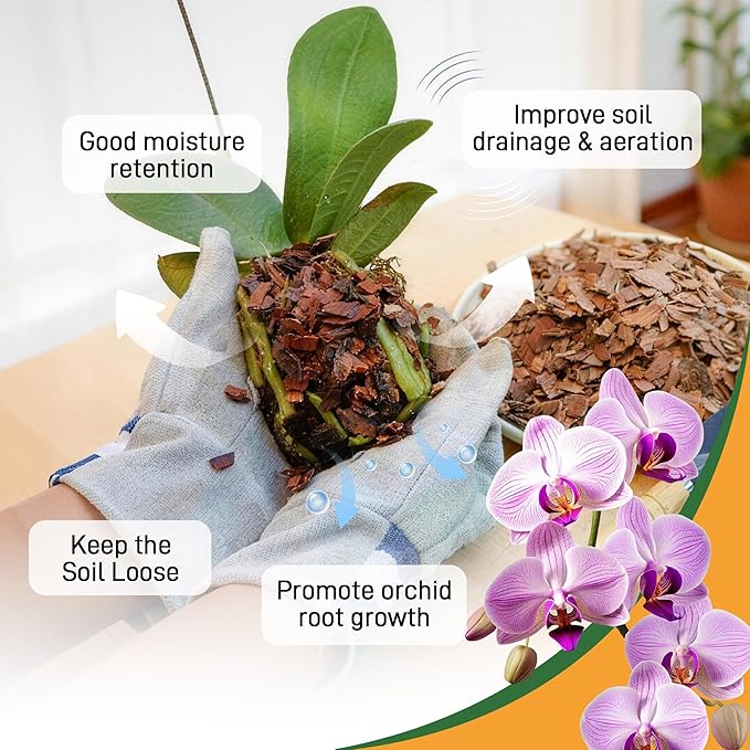 2qt Orchid Bark Horticultural Grade- Natural Mulch for Potted Plants, Root Development of Orchid Plants and Garden Soil Amendment Mix