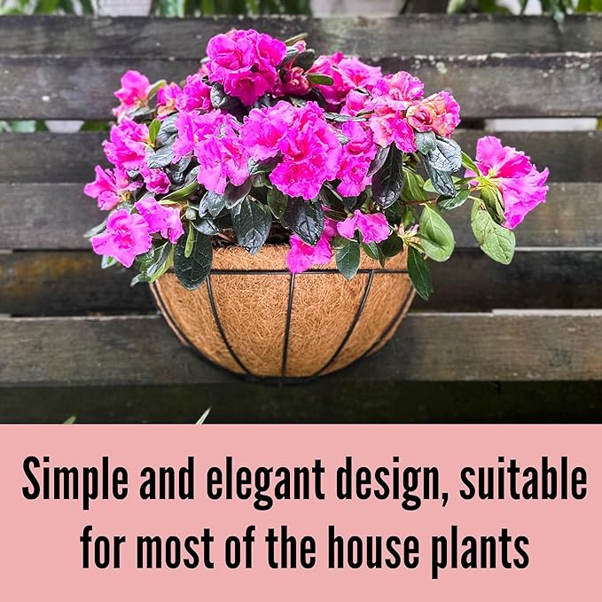 LaLaGreen Wall Planter Outdoor, 4 Pack, 14 Inch Large Wall Hanging Flower Basket with Coco Liner, Vertical Living Wall Mounted Wire Pot Outside Fence Railing Plant Pots Holder Deck Porch Balcony Patio
