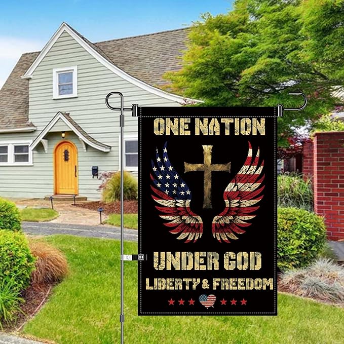 12X18INCH 250th Anniversary USA 1776-2026,Eagle Cross Design One Nation Under God Garden Flag Patriotic Signs Hanging Decor Outdoor Yard Decor (Z)