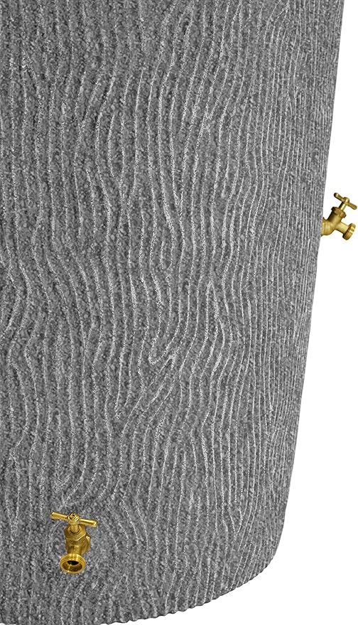 Good Ideas IMP-C90-DAR Impressions Tree Bark Rain Barrel, 90-Gallon, Dark Granite