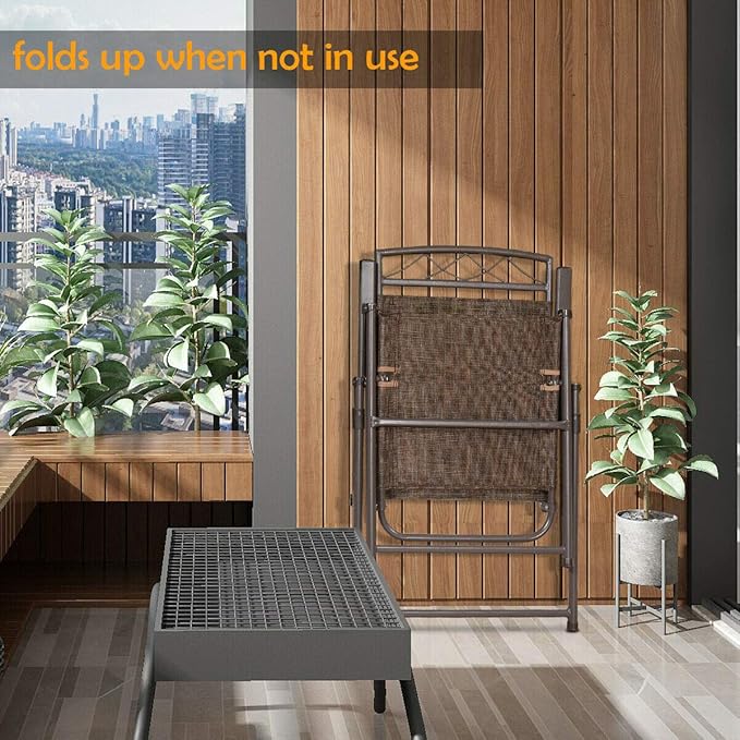 Giantex Set of 4 Patio Folding Sling Chairs Steel Camping Deck Garden Pool Backyard Chairs