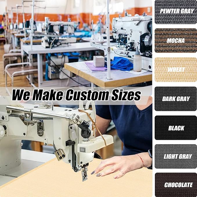KANAGAWA 90% Sun Shade Cloth 7'X16' Custom Sizes Outdoor Porch Pergola Shade Cover Canopy with Grommets UV Block Privacy Screen for Patio Wheat