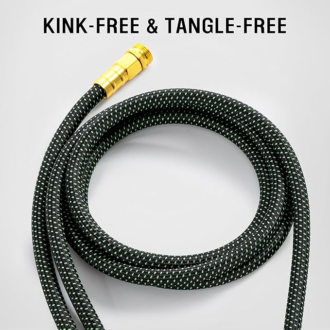 HBlife 50ft Garden Hose, Non Expandable Garden Hose with 10 Function Sprayer Nozzle, Flexible Lightweight Water Hose for Yard, Lawn, Car Wash and Outdoor