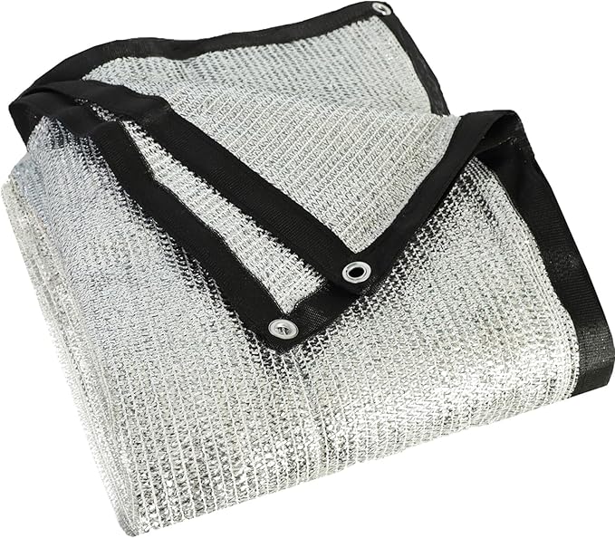 85% Aluminum Foil Shade Cloth with Grommets,10ft x 16ft, Mesh Sun Block Fabric Cover, Canopy, Privacy Screen for Outdoor Patio, Garden, Backyard, Silver