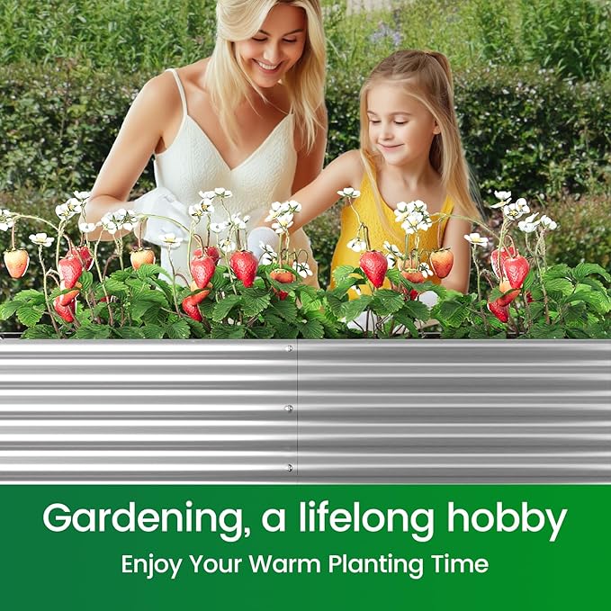 2pcs Tall 6x3ft Galvanized Raised Garden Bed Outdoor,Above Ground Garden Bed for Vegetable,Metal Raised Beds for Flower,Steel Raised Beds for Gardening