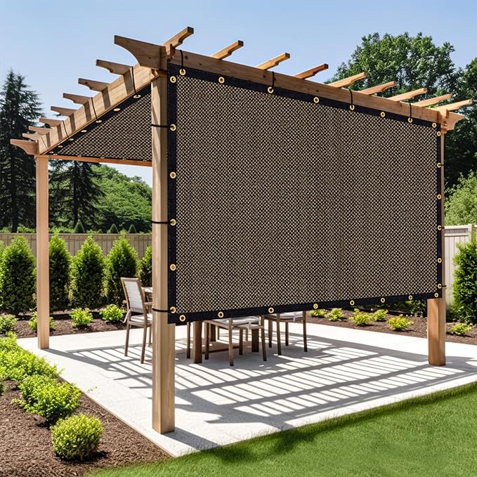 Shade&Beyond Customized Size 15' X 20' Shade Cloth with Grommets, 90% UV Protection UV Protection Mesh Tarp Sun Screens for Patio GN01, Mocha