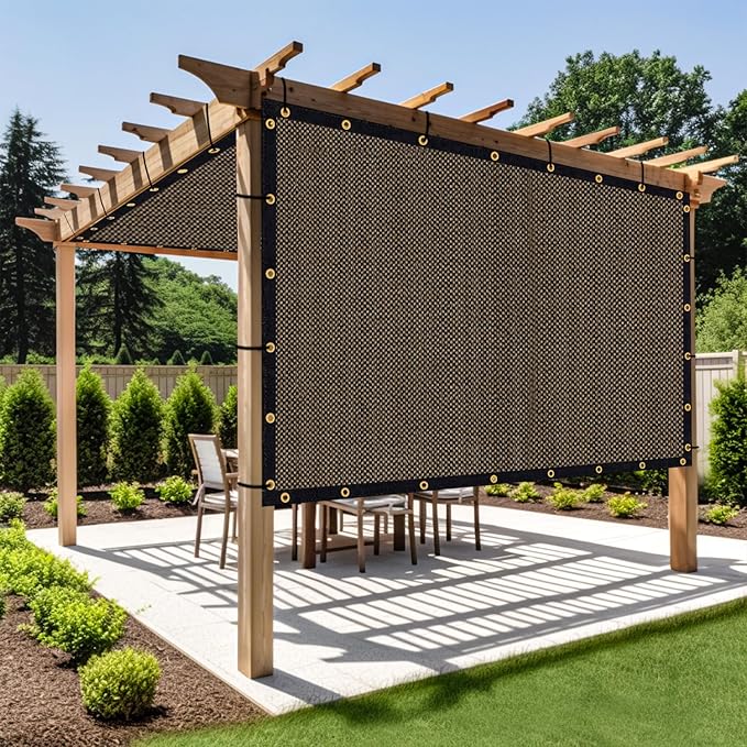 Shade&Beyond Customized Size 18' X 21' Shade Cloth with Grommets, 90% UV Protection UV Protection Mesh Tarp Sun Screens for Patio GN01, Mocha