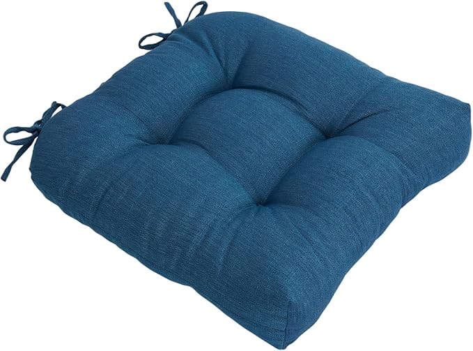 FUNHOME Outdoor Chair Cushions 19 x19 Inch,Water Resistant Tufted Seat Cushions 19",Reversible,Weather Resistant,Rounded Back Wicker Chair Cushion for Patio Garden Furniture(Light Blue)
