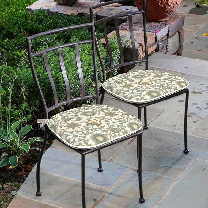 Outdoor 16"x17" Chair Pads Set of 4, Water Resistant Patio Chair Cushions with Ties, Seat Cushions for Home Garden Furniture Decoration, Floral Symphony‌