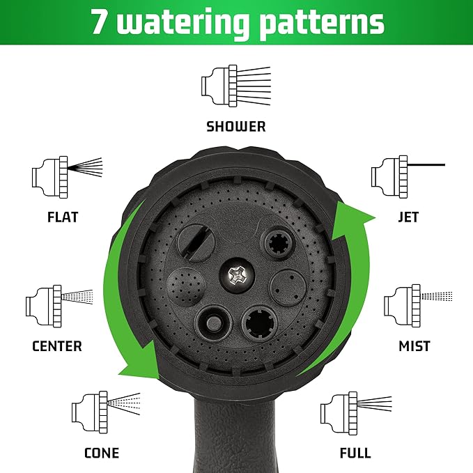 NEXCOVER Hose Nozzle 4PK, Garden Hose Nozzle with 7 Adjustable Watering Patterns, ABS Hose Nozzle Sprayer, Non-Slip Water Spray Nozzle for Watering Plants & Lawns, Cleaning, Washing Pets & Cars