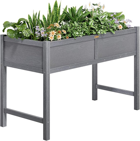 TT Nature HDPE Raised Garden Bed with Legs, 47x22x30 inch Outdoor Elevated Planter Box for Vegetables, Herbs & Flowers, Weather-Resistant Raised Garden Beds for Patio, Balcony & Backyard Gardening