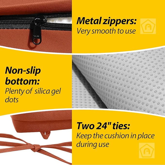 AAAAAcessories Outdoor Seat Cushions for Chairs, Waterproof, Fade-Resistant, 18.5" x 16" x 3", Patio Furniture Replacement Cushions, Set of 2, Rust