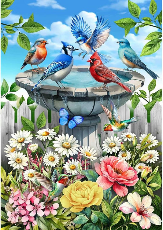 Briarwood Lane Backyard Birdbath Garden Flag